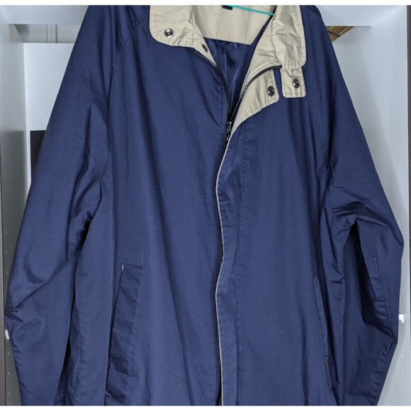 Mens Windbreaker Zip Up Jacket Size XL Navy Blue Tan Perry Ellis Portfolio Vtg - Picture 7 of 7
